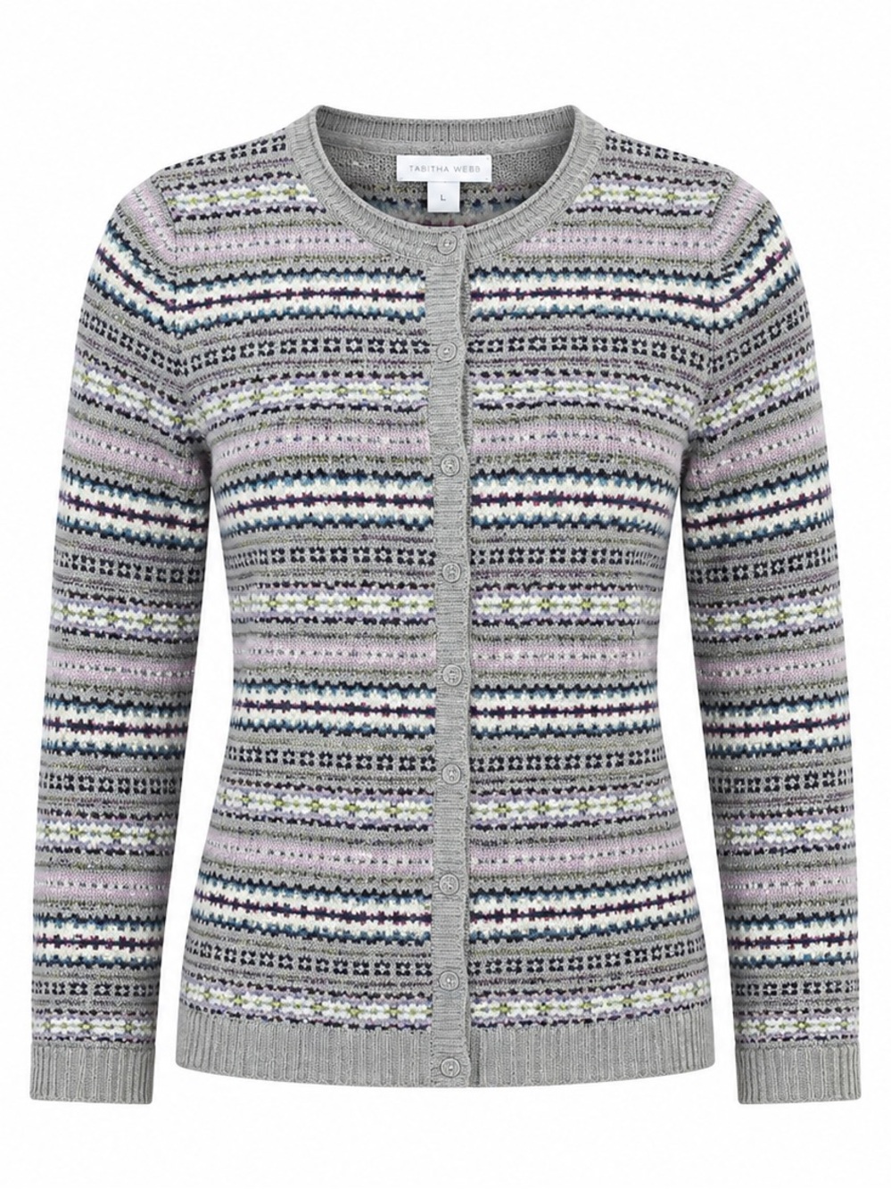 Tabitha Webb Fair Isle Wool Blend Sweater Cardigan Women's L Great Condition